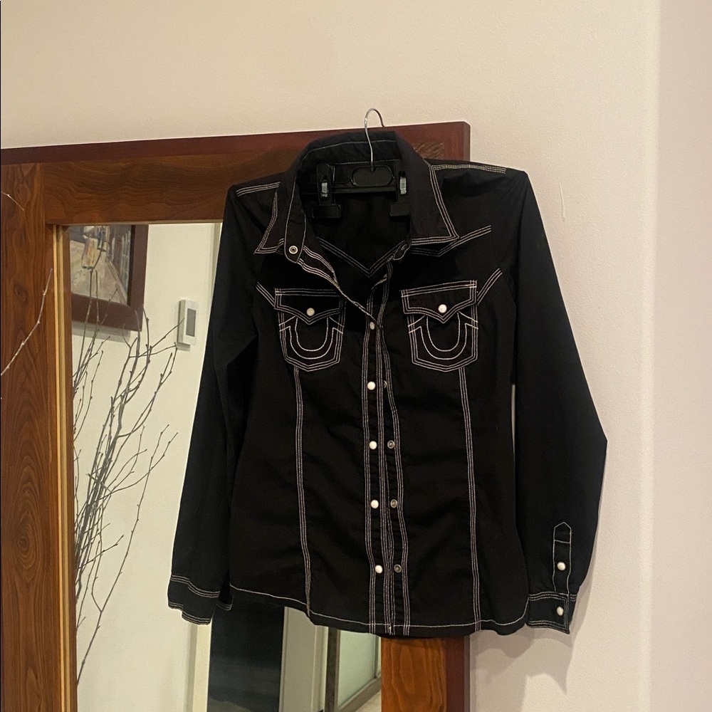 Black Shirt with White Stitching